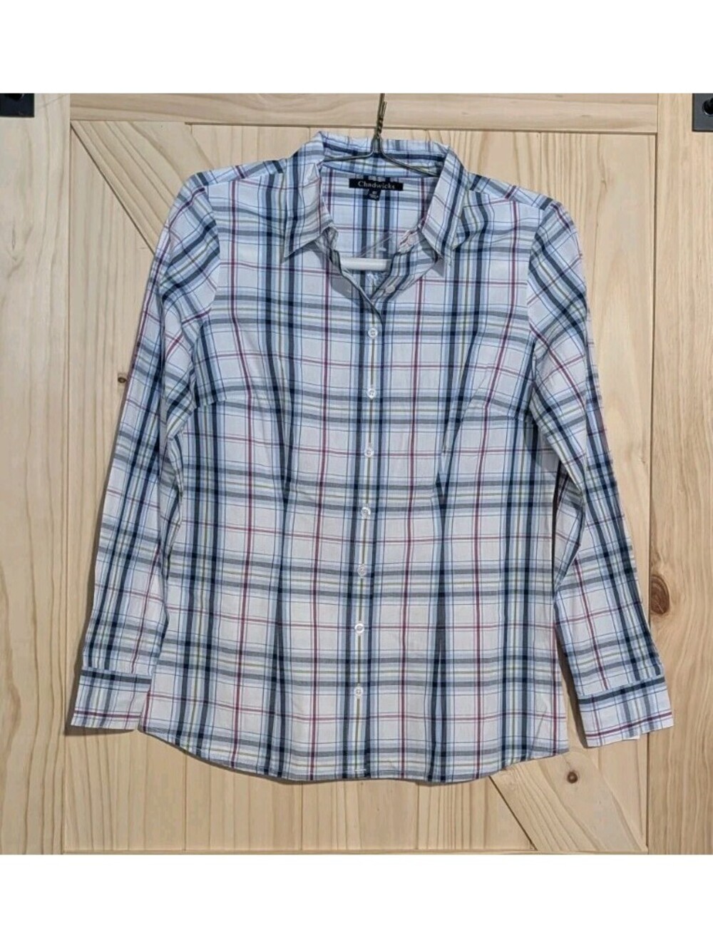 Chadwicks Women's Button Down Top- Blue Plaid Size 10T 100% Cotton NWOT